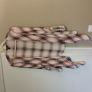 Torrid size 0X (12,L) drape front cardigan in a pink plaid